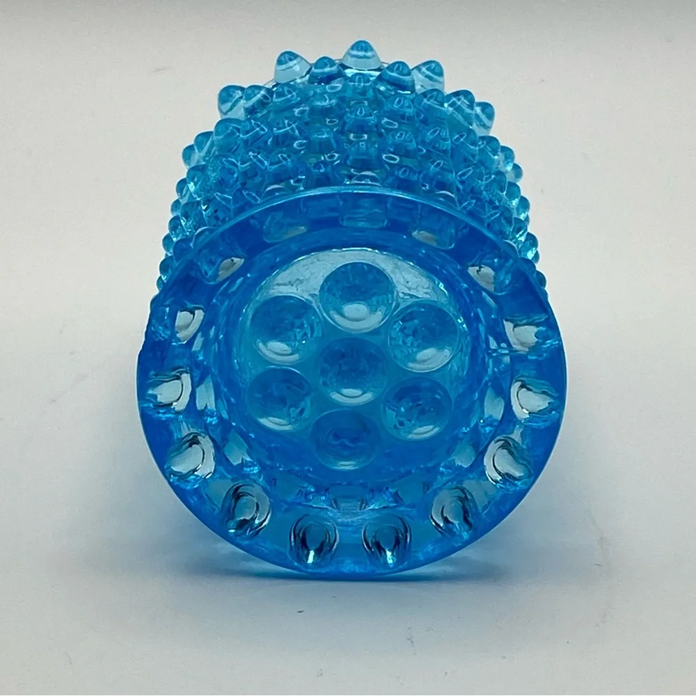 Vintage Aqua Blue Hobnail Toothpick Holder 2.5” Bumpy Pressed Glass Small Chip